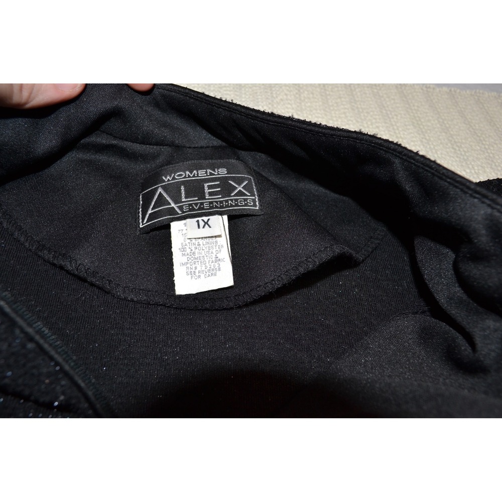 ALEX EVENINGS Womens Black Sequin Sparkle Zipper Jacket Cardigan‎ Top 1X - Picture 6 of 6